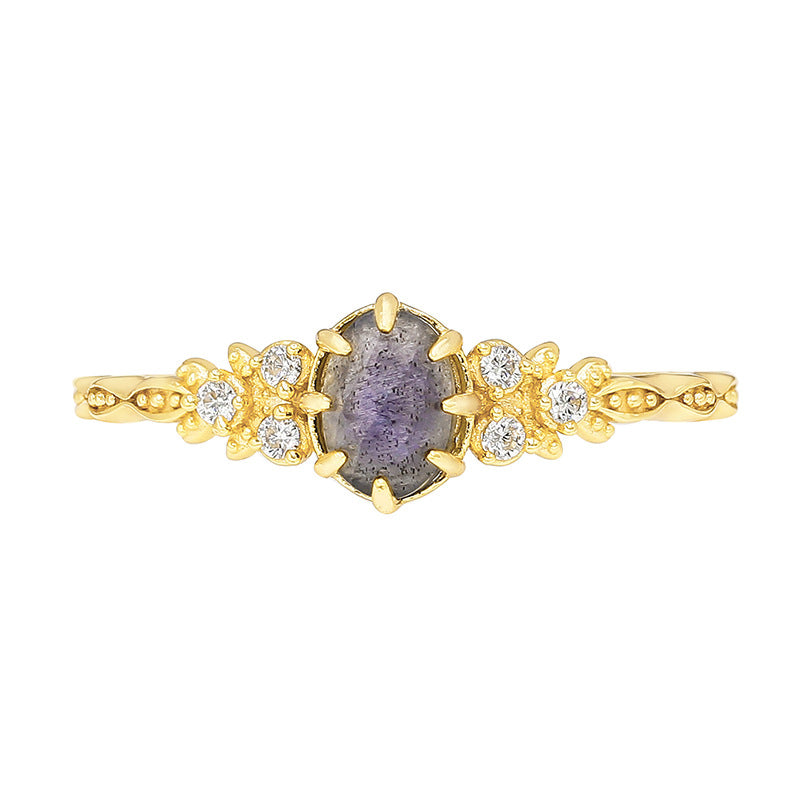 Bague Labradorite Olive Éthérée en Argent Sterling