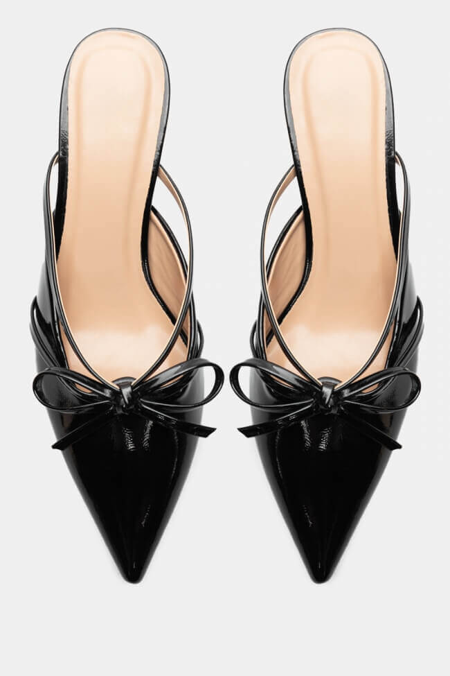 Mules Pointues avec Nœud Décoratif