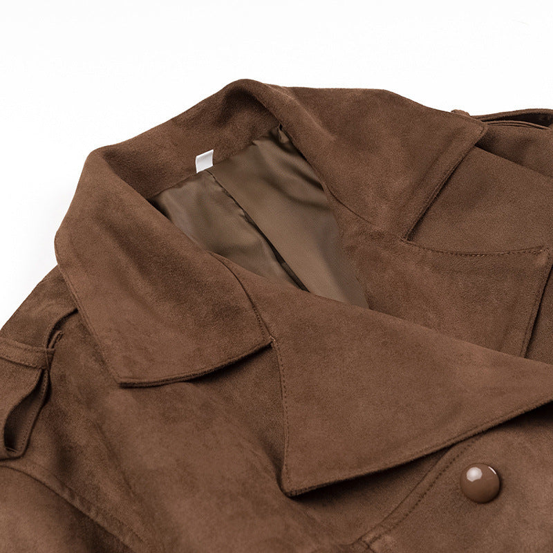 Manteau Trench en Velours de Daim