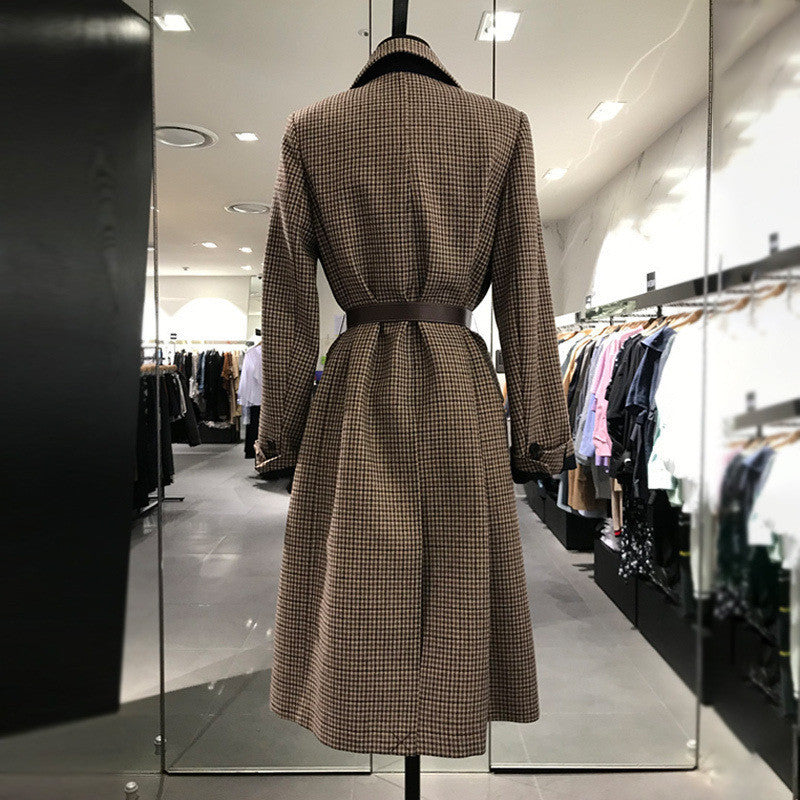 Manteau en laine à carreaux coréen