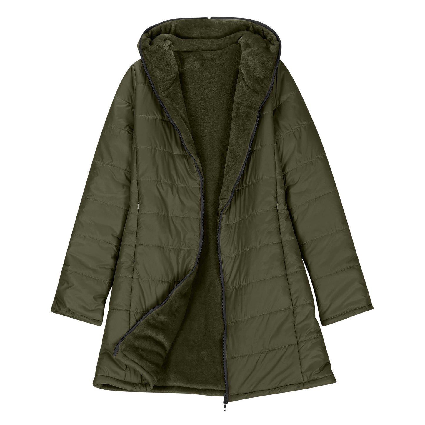 Manteau Mi-Long Hiver à Capuche