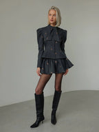 Ensemble brodé de papillons anthracite