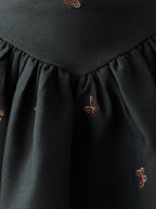 Ensemble brodé de papillons anthracite