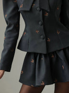 Ensemble brodé de papillons anthracite