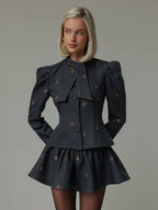 Ensemble brodé de papillons anthracite