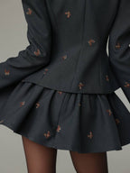 Ensemble brodé de papillons anthracite