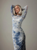 Robe "Blue Mist" en Tulle Transparent
