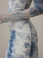 Robe "Blue Mist" en Tulle Transparent