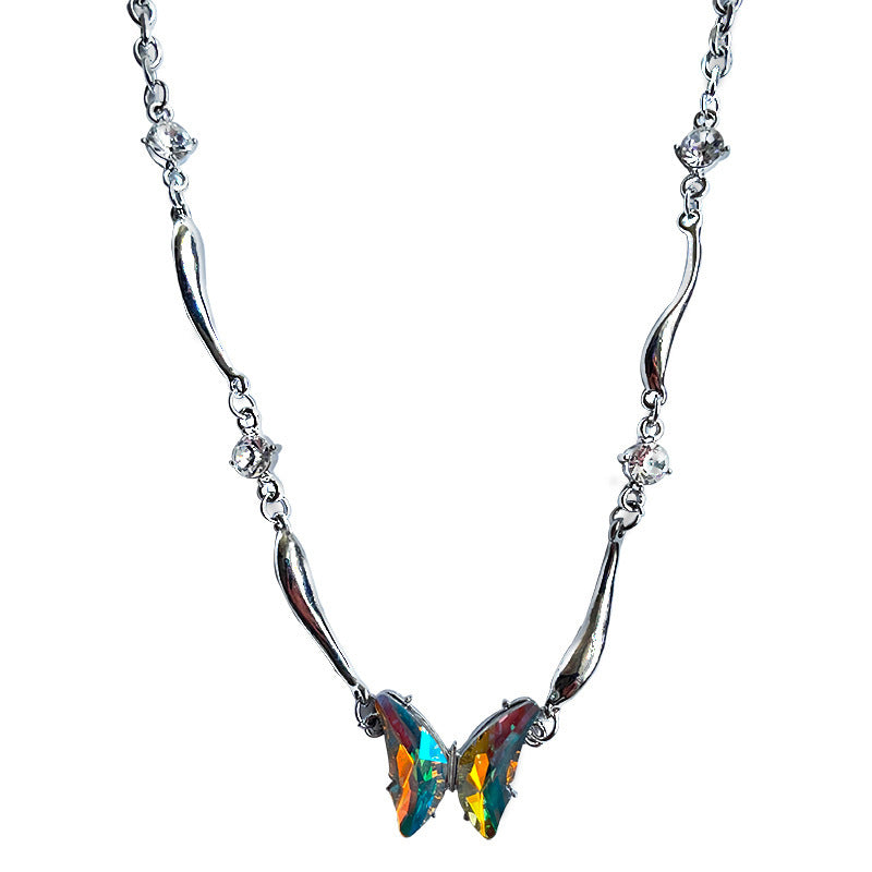 Collier Papillon Coloré à Chaîne Croisée