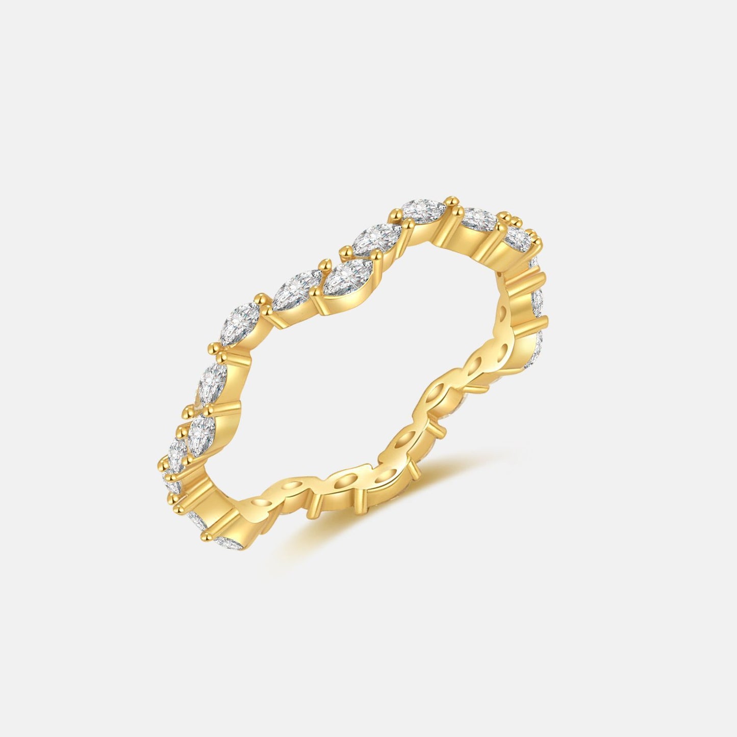 Élégante Bague Ondulée avec Diamants