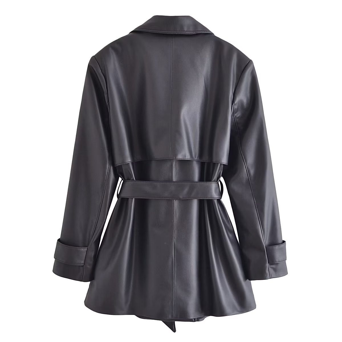 Manteau trench court en cuir