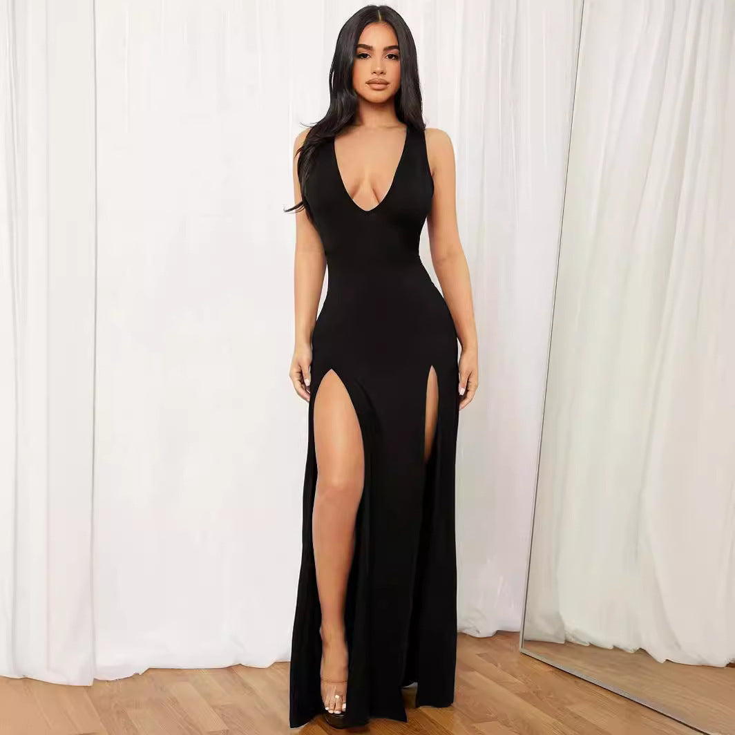 Robe Longue Élégante à Taille Haute