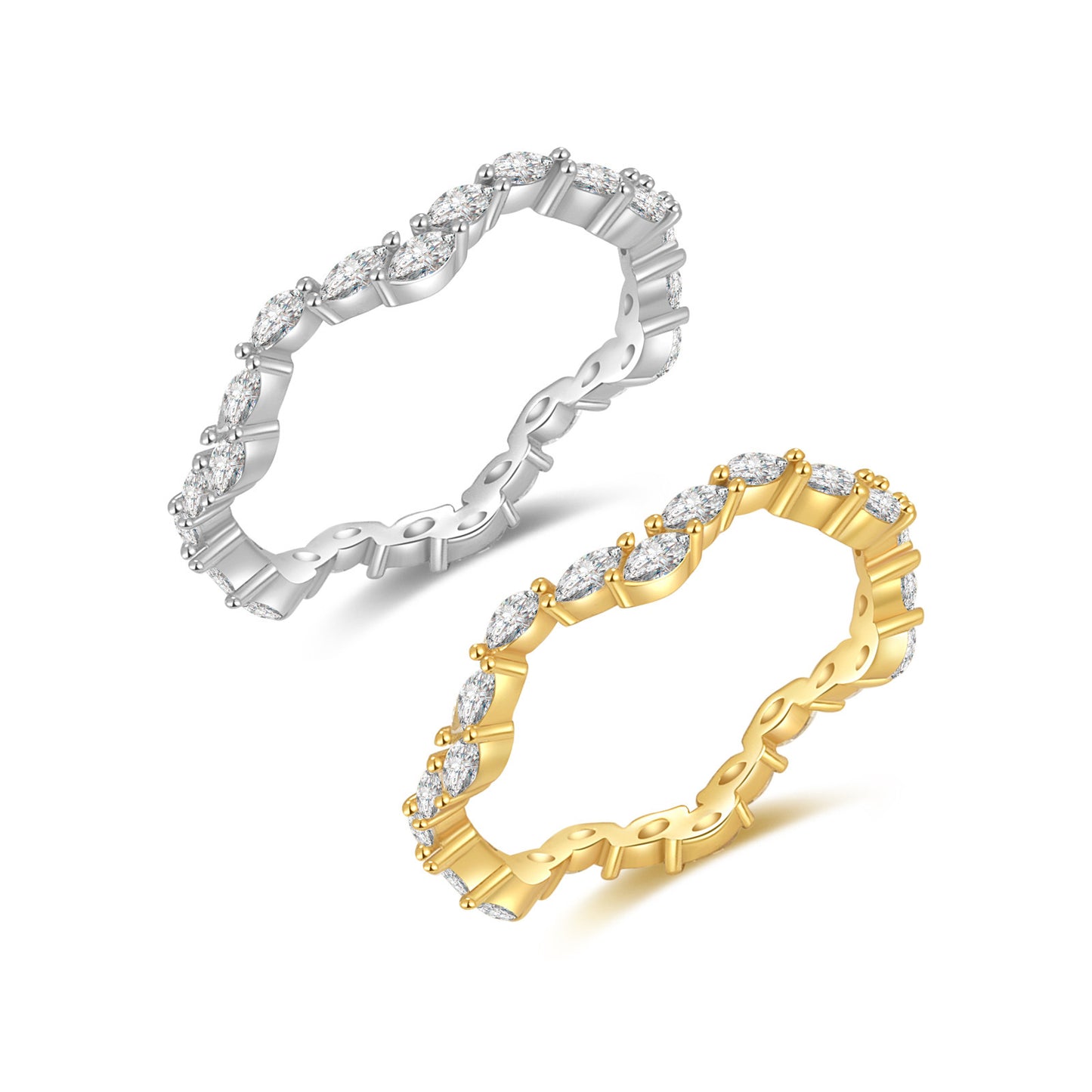 Élégante Bague Ondulée avec Diamants