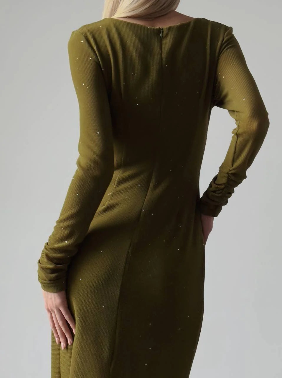 Robe midi vert olive moulante