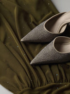 Robe midi vert olive moulante