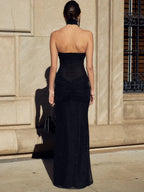 Robe Tube Élégante à Plis et Sequins