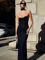 Robe Tube Élégante à Plis et Sequins