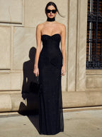 Robe Tube Élégante à Plis et Sequins