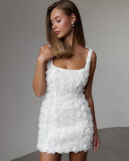 Robe mini Blanche élégante à texture rose