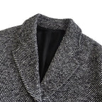 Manteau Mi-Long en Sergé à Motif Chevron