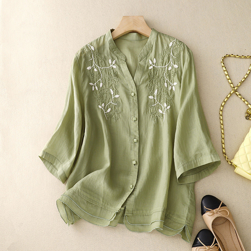 BLOUSE BRODÉE VINTAGE – ÉLÉGANCE URBAINE &amp; CHARME ARTISTIQUE