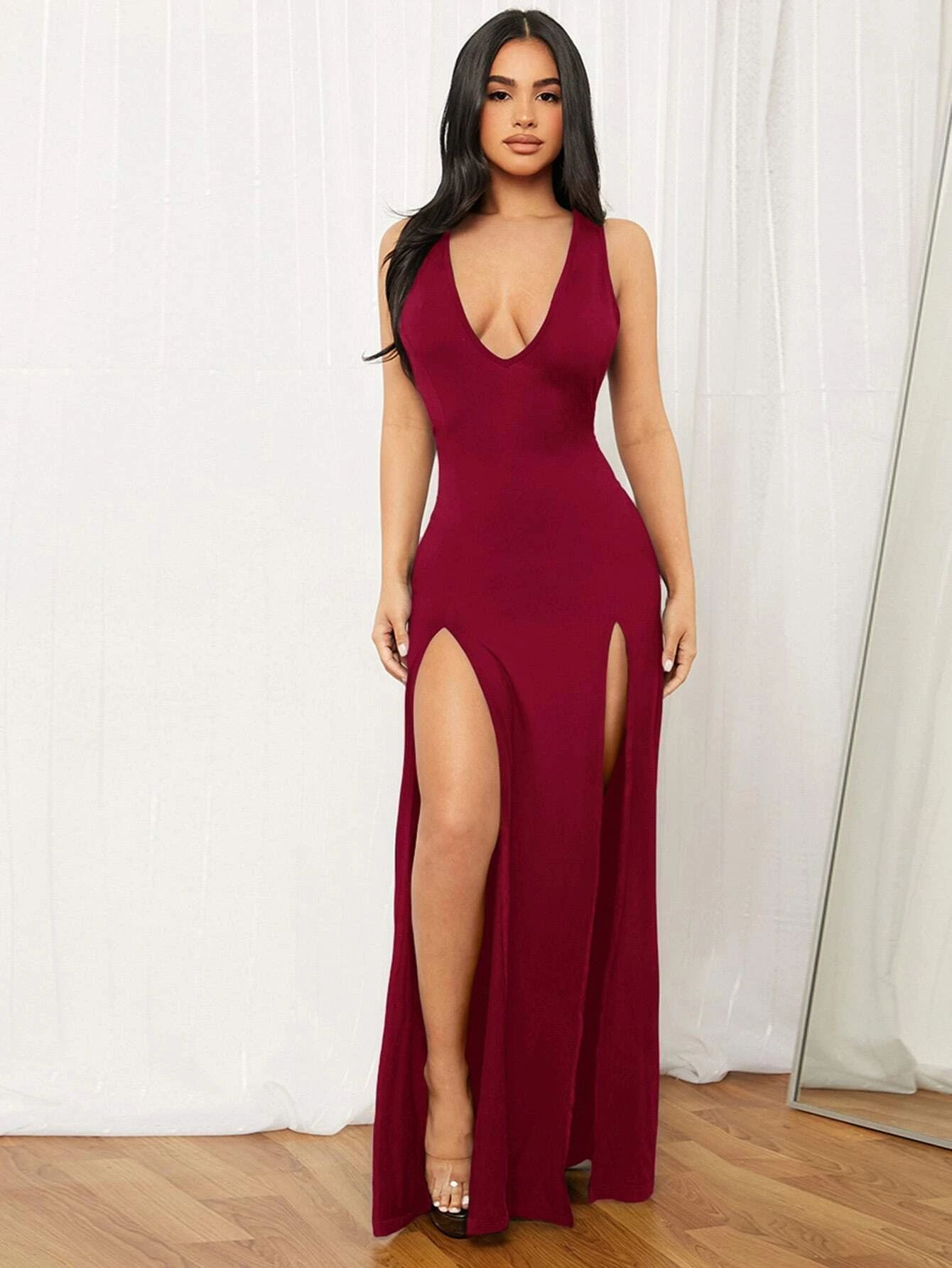 Robe Longue Élégante à Taille Haute