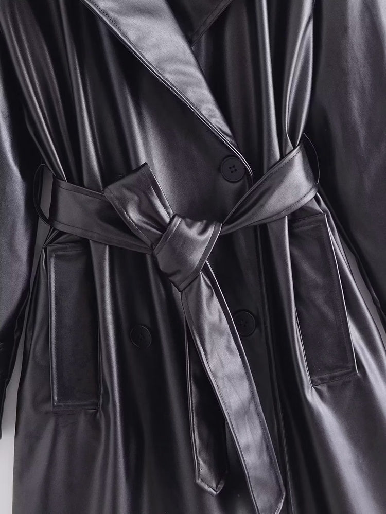 Trench Coat en Similicuir Élégant