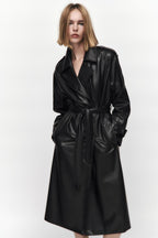 Trench Coat en Similicuir Élégant