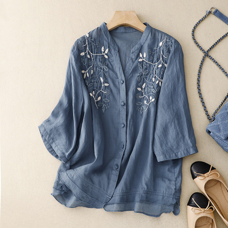 BLOUSE BRODÉE VINTAGE – ÉLÉGANCE URBAINE &amp; CHARME ARTISTIQUE