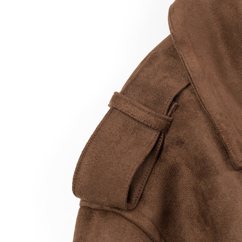 Manteau Trench en Velours de Daim