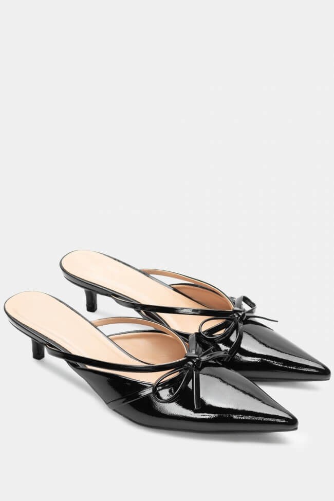 Mules Pointues avec Nœud Décoratif