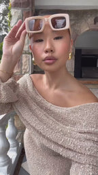 Robe Longue Tricotée à Manches Longues