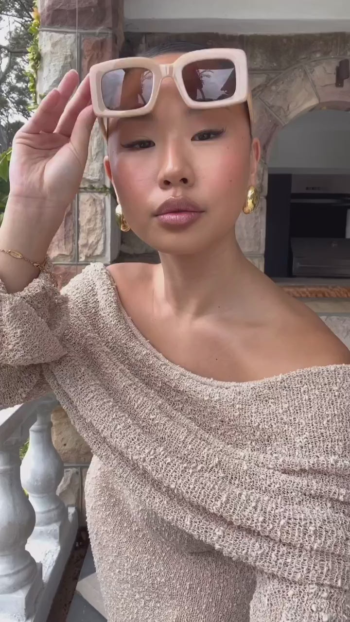 Robe Longue Tricotée à Manches Longues